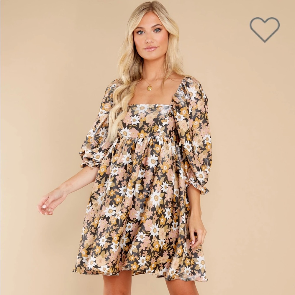 Red Dress Boutique - Something's Getting Started Black Floral Print Dress NWT